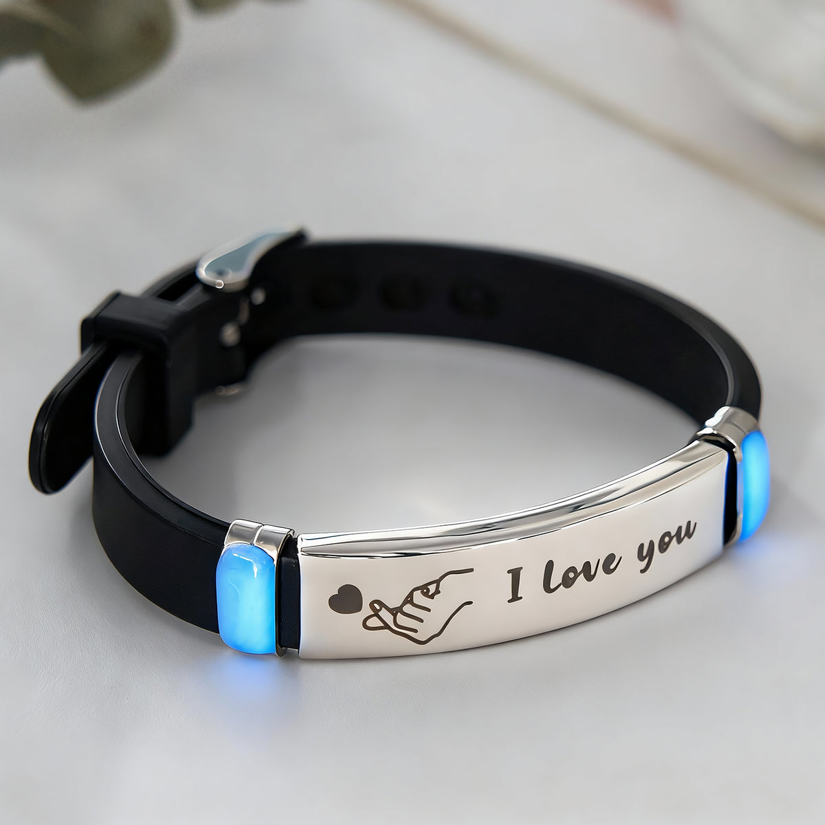 Custom Engraved Man Bracelet Personalized Light-up Silicone Bracelet Couple Bracelet for Boyfriend