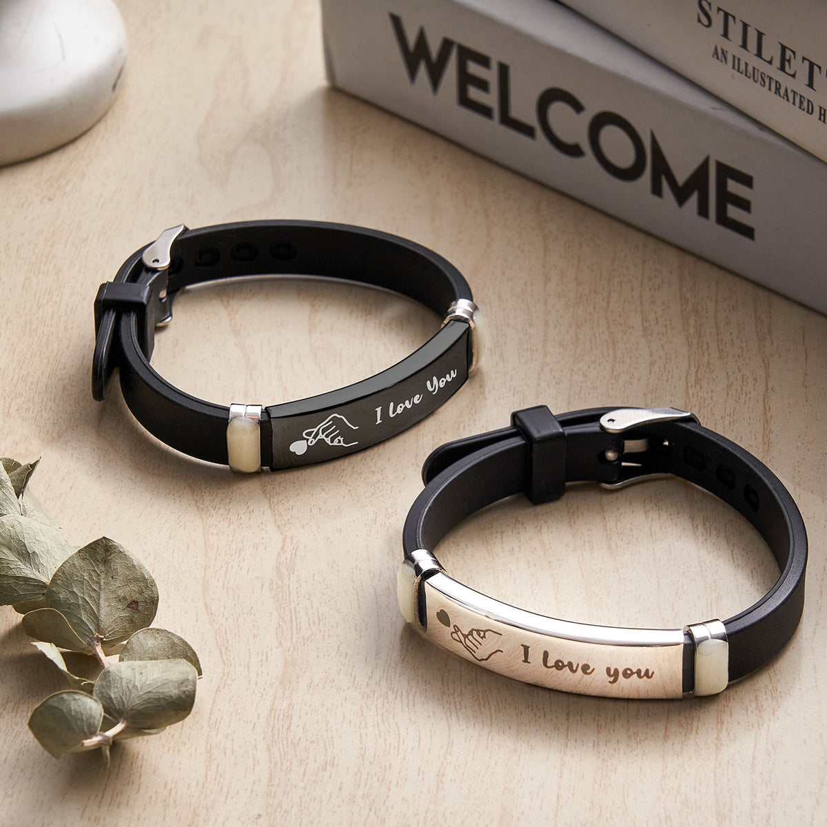 Custom Engraved Man Bracelet Personalized Light-up Silicone Bracelet Couple Bracelet for Boyfriend
