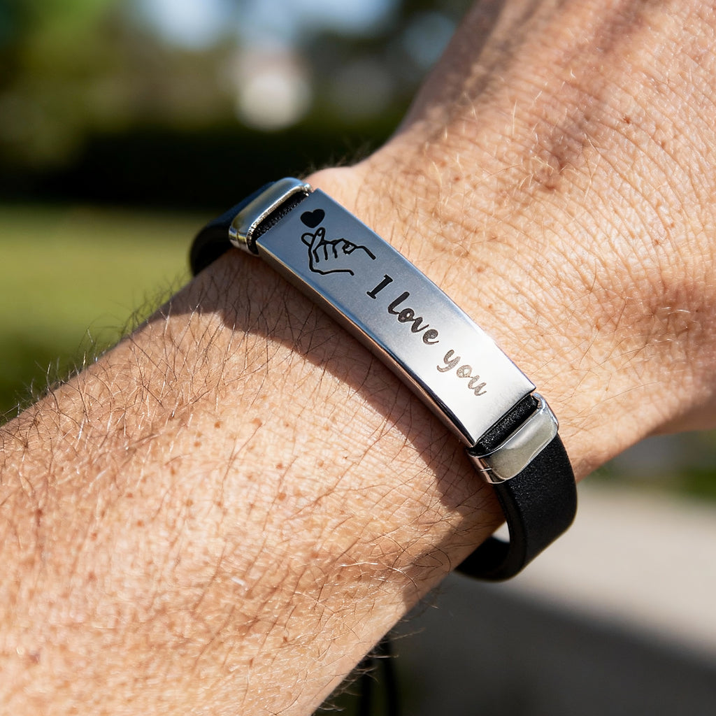 Custom Engraved Man Bracelet Personalized Light-up Silicone Bracelet Couple Bracelet for Boyfriend