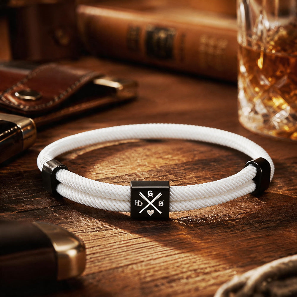 Personalized Adjustable Knot Bracelet for Dad – Custom Engraved Initial Bracelet, Father's Day Gift