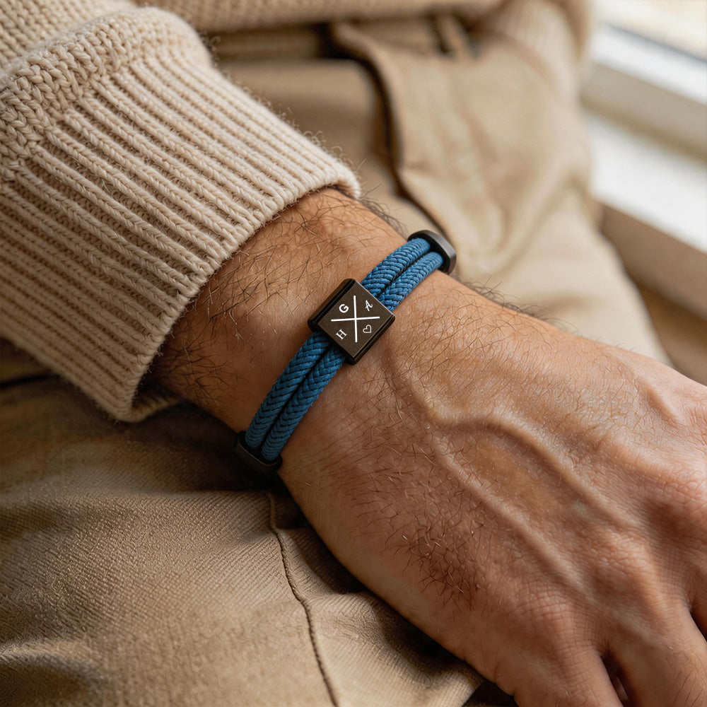 Personalized Adjustable Knot Bracelet for Dad – Custom Engraved Initial Bracelet, Father's Day Gift