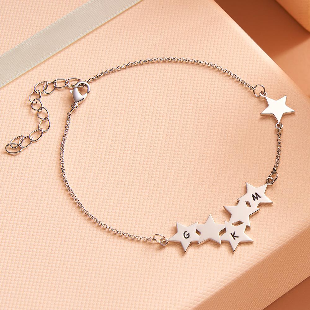 Custom Engraved Alphabet Bracelet Unique Minimalist Star Bracelet