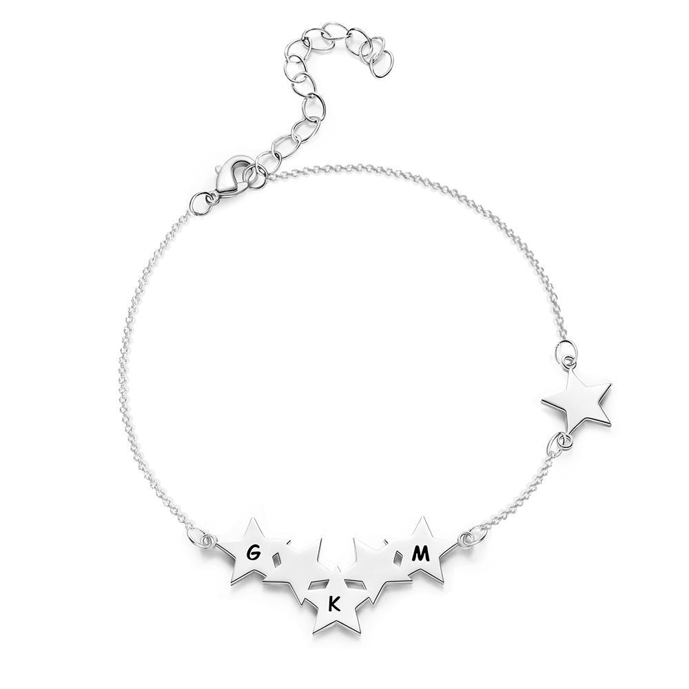 Custom Engraved Alphabet Bracelet Unique Minimalist Star Bracelet