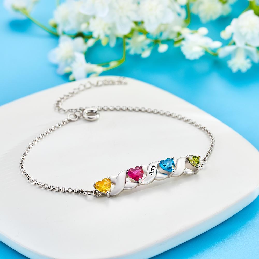 Soufeel Custom Engraved Bracelet Heart-shaped Diamond Bracelet Gifts for Women