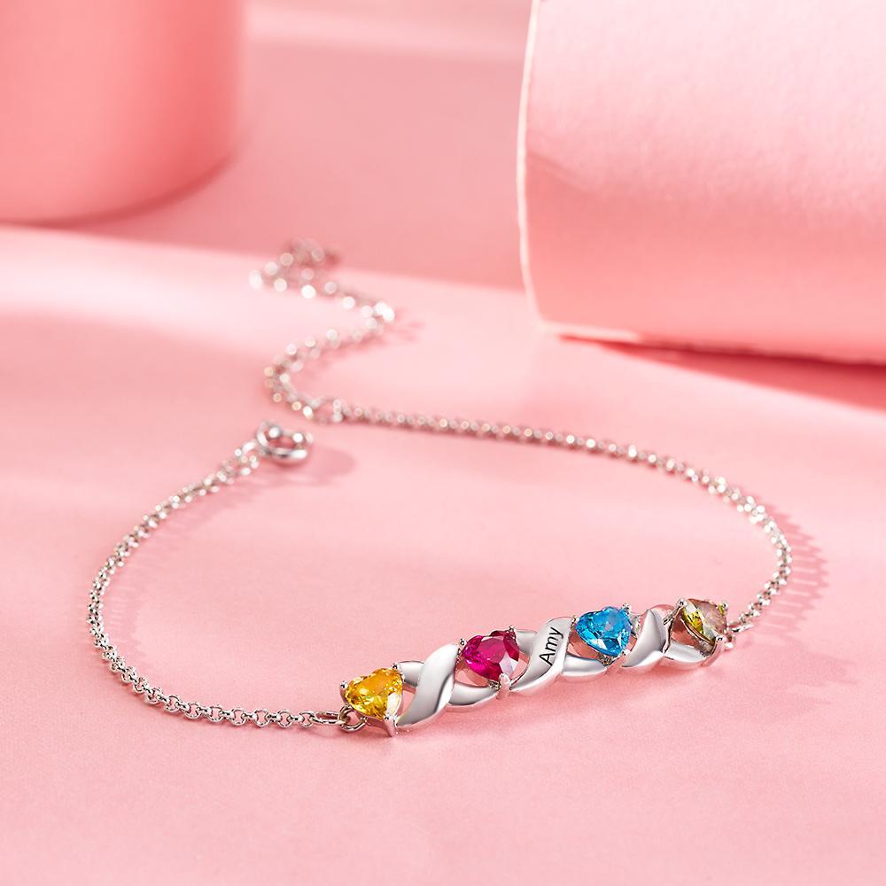Soufeel Custom Engraved Bracelet Heart-shaped Diamond Bracelet Gifts for Women