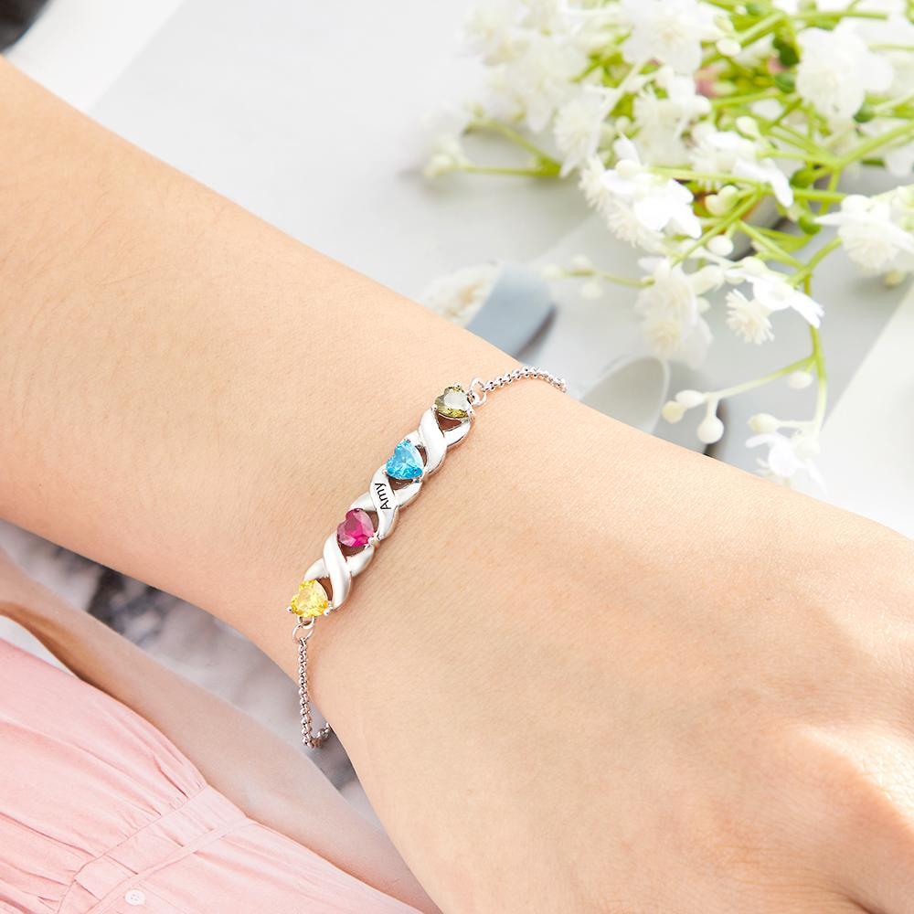 Soufeel Custom Engraved Bracelet Heart-shaped Diamond Bracelet Gifts for Women