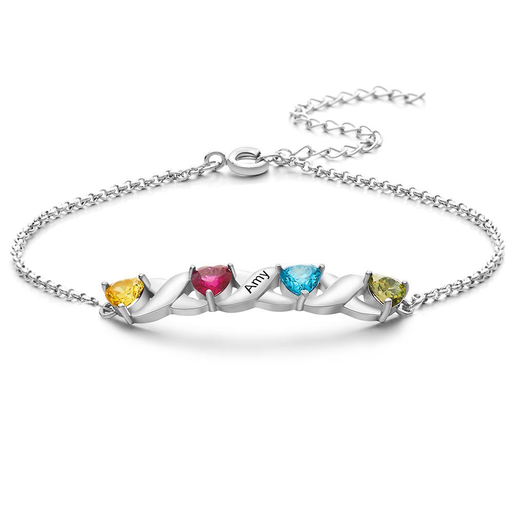 Soufeel Custom Engraved Bracelet Heart-shaped Diamond Bracelet Gifts for Women