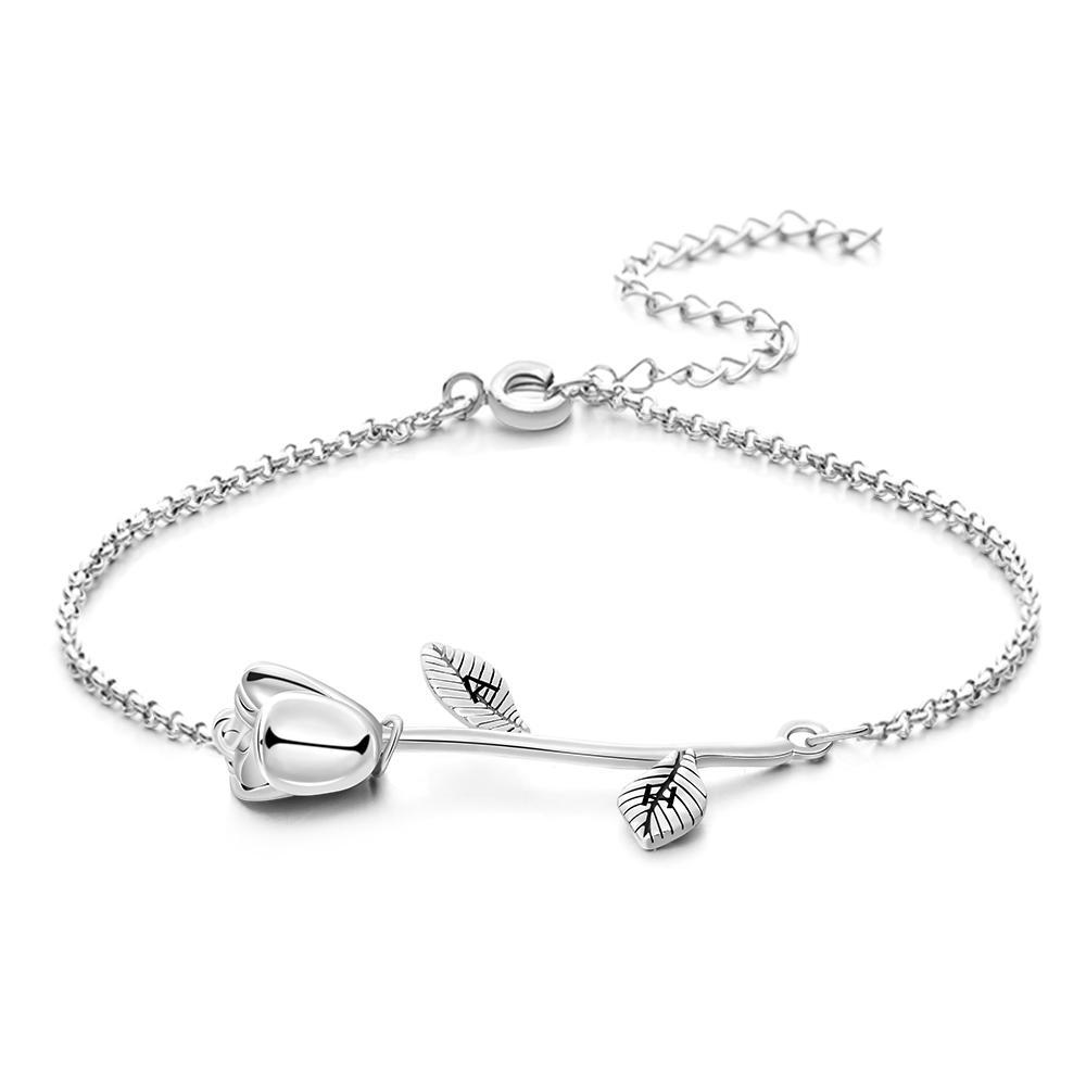 Custom Engraved Rose Bracelet Charm Bracelet Best Gift For Her Girlfriend