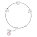 Engraved Three Hearts Bracelet with Custom Birthstone - Length Adjustable