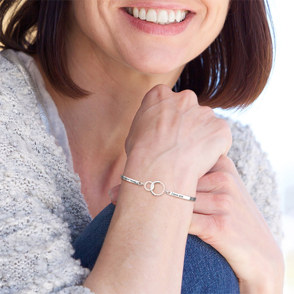 Custom Bracelet for Mom Personalized Engraved Bracelet Mother's Day Gift