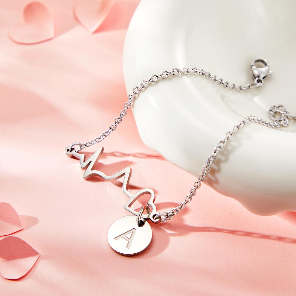 Custom Engraved Heartbeat Bracelet Nurse Bracelet Stethoscope Bracelet Gift for Love