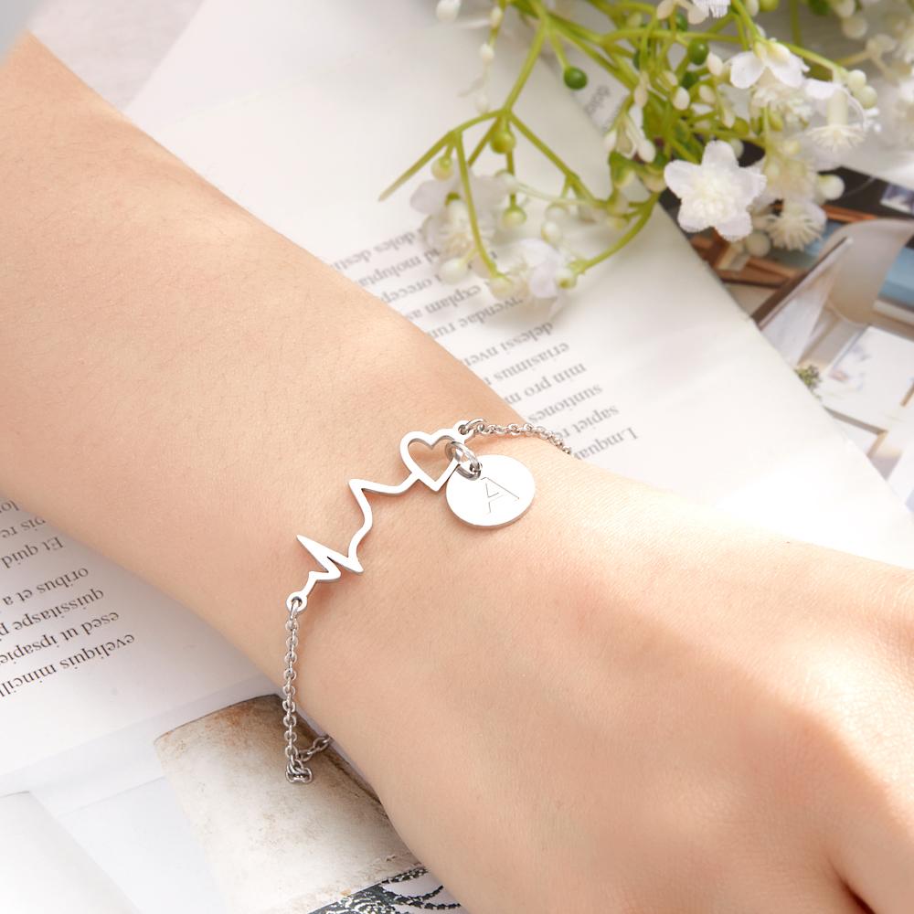 Custom Engraved Heartbeat Bracelet Nurse Bracelet Stethoscope Bracelet Gift for Love