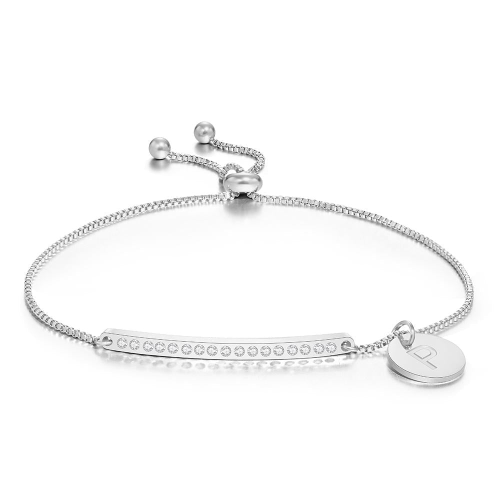 Custom Engraved Rhinestone Bar Bracelet Gift for Her