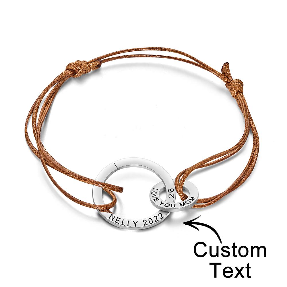 Custom Engraved Two Circles Bracelet Personalized Elegant Bracelet for Women
