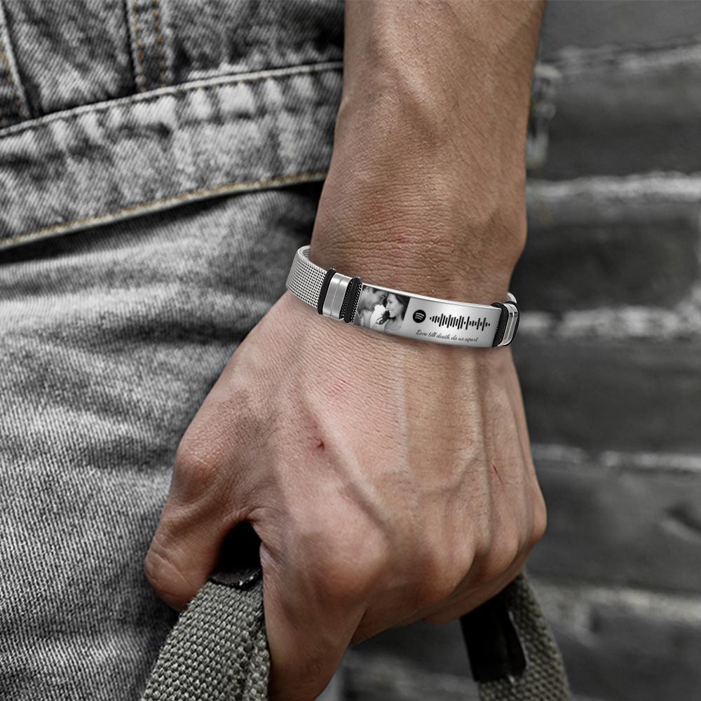 Personalized Spotify Code Bracelet with Your Photo Perfect Gift for Couple on Valentine's Day