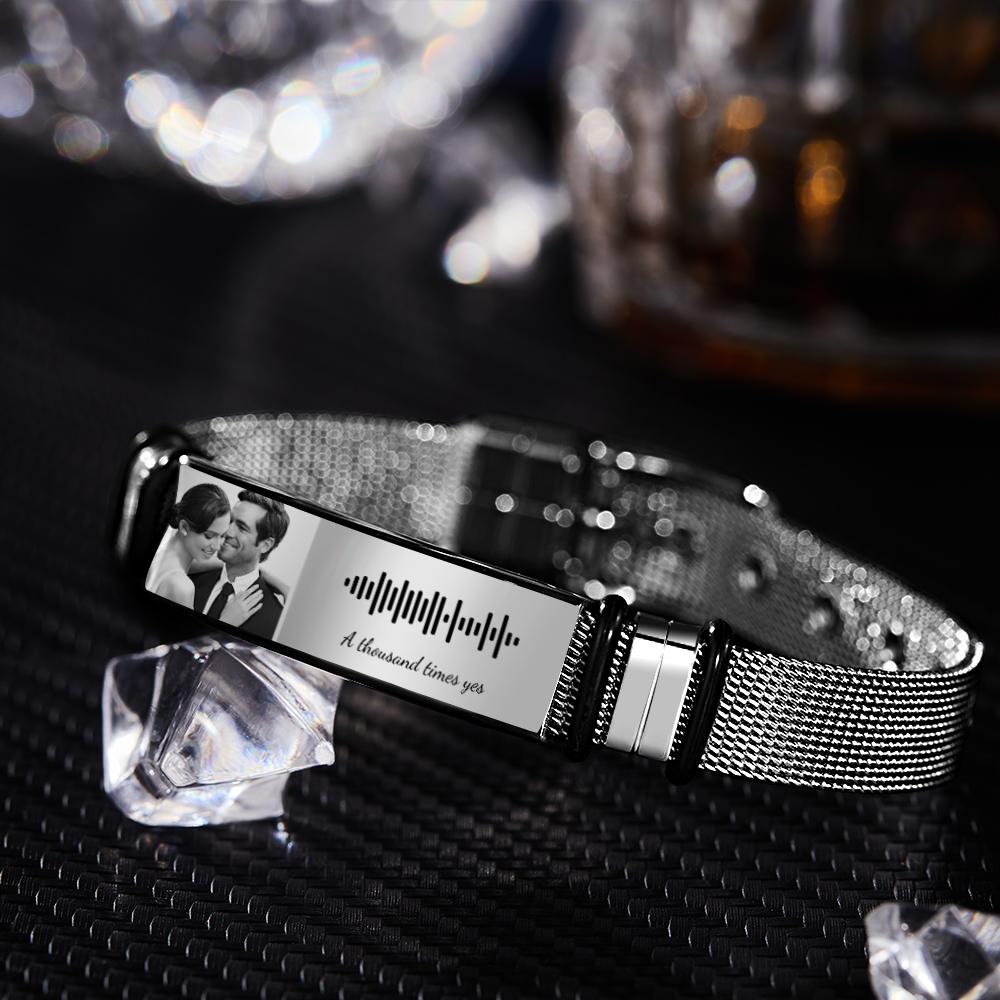 Custom Music Code Bracelet with Your Photo Perfect Something New Wedding Day Gift for Wedding