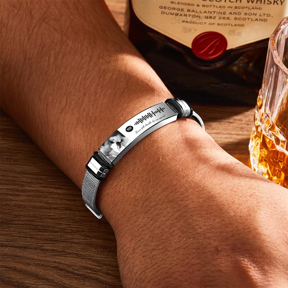 Personalized Spotify Code Bracelet with Your Photo Perfect Gift for Couple on Valentine's Day