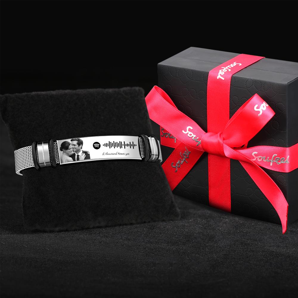 Custom Spotify Code Bracelet with Your Photo Perfect Something New Wedding Day Gift for Wedding