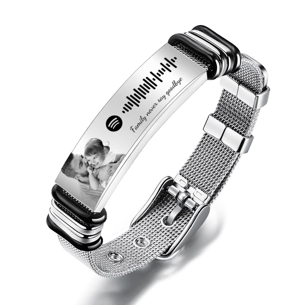 Personalized Spotify Code Bracelet with Your Photo Perfect Gift for Father's Day