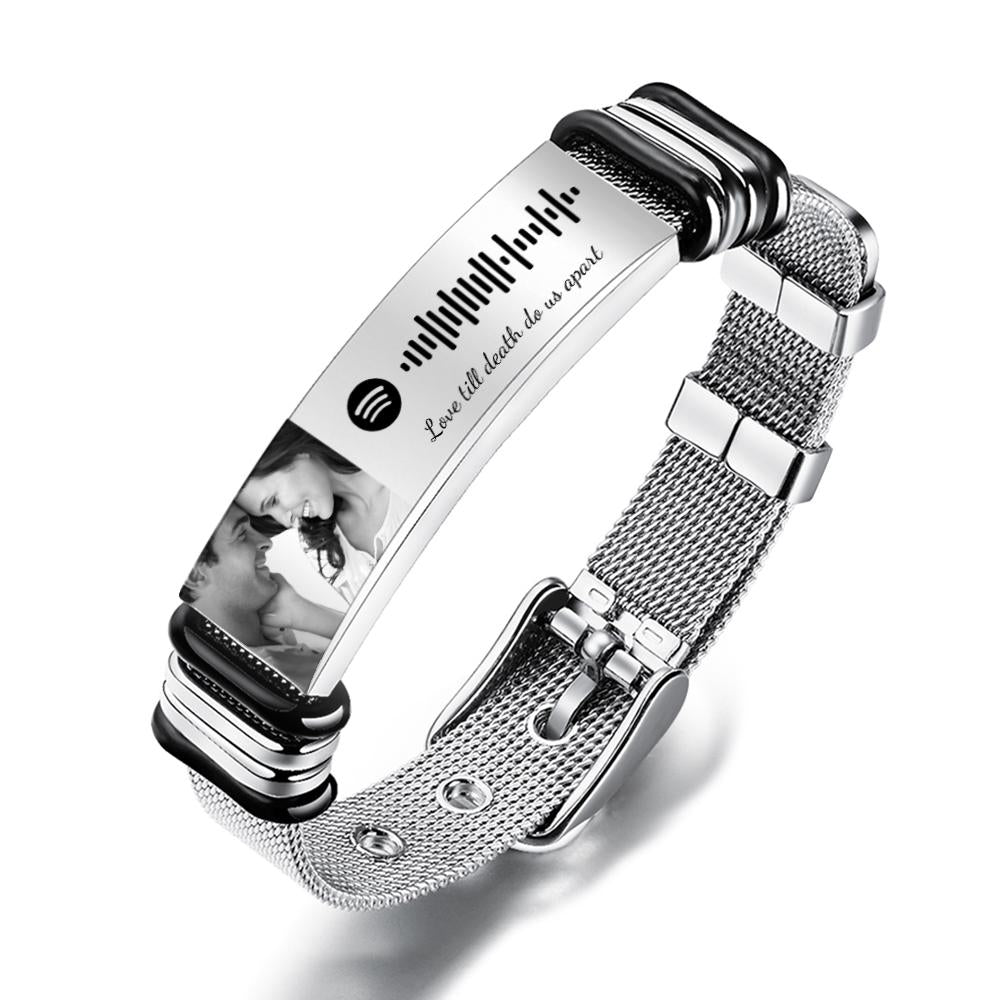 Personalized Spotify Code Bracelet with Your Photo Perfect Gift for Couple on Valentine's Day