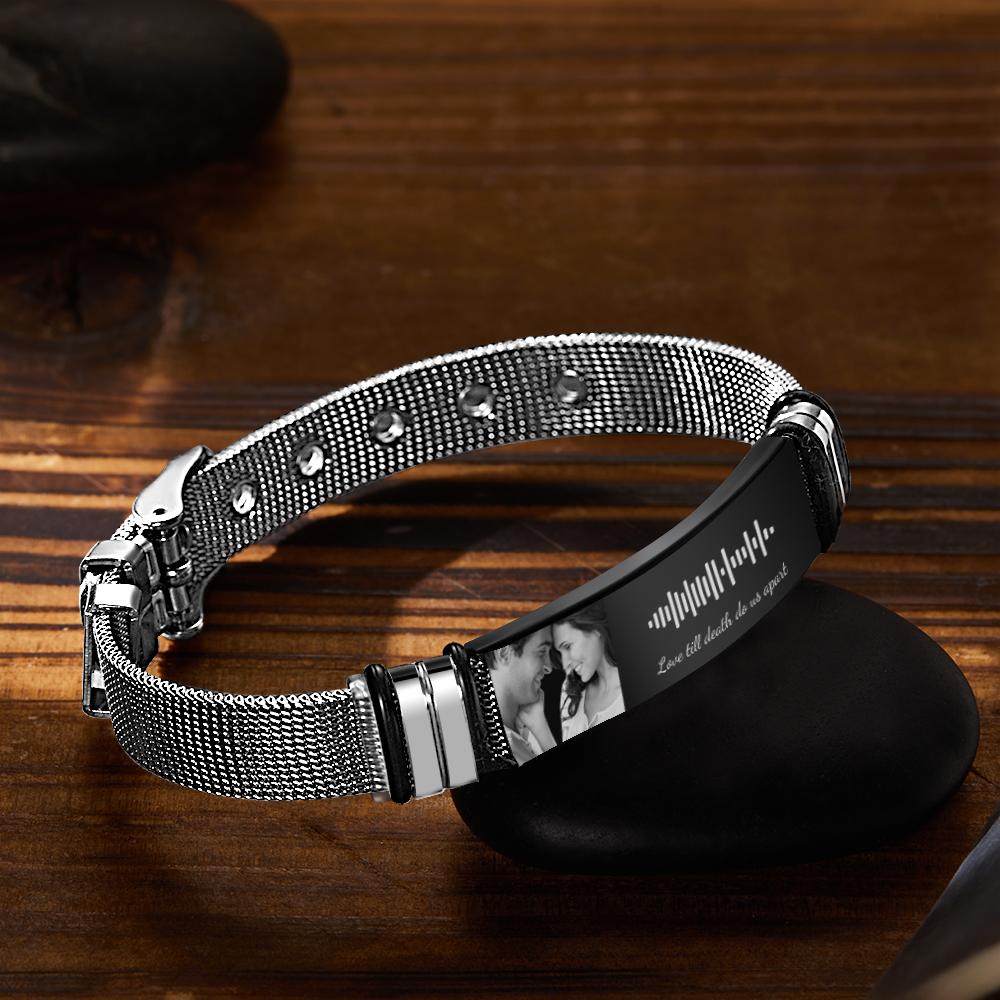 Personalized Music Code Bracelet with Your Photo Perfect Gift for Couple on Valentine's Day