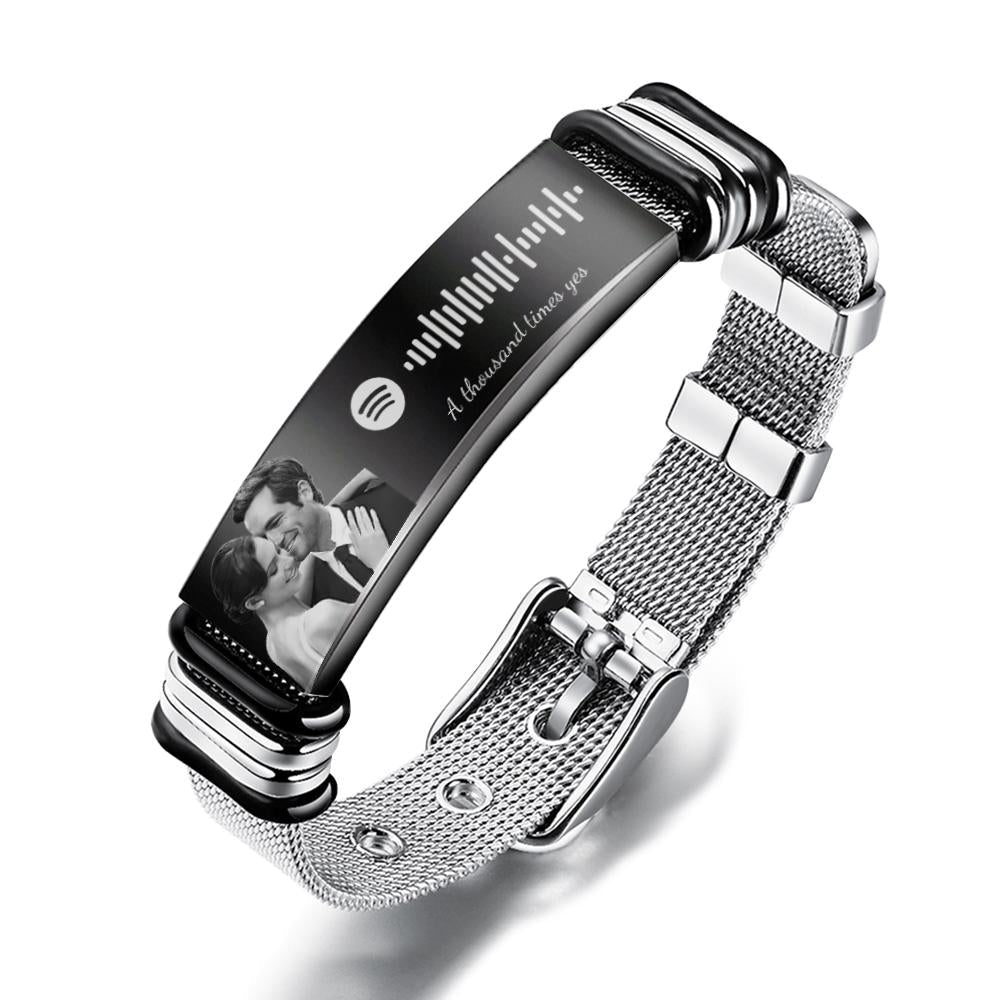 Custom Spotify Code Bracelet with Your Photo Perfect Something New Wedding Day Gift for Wedding