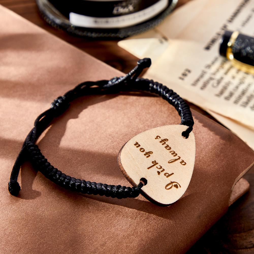 Custom Engraved Bracelet Guitar Pick Wooden Creative Gifts