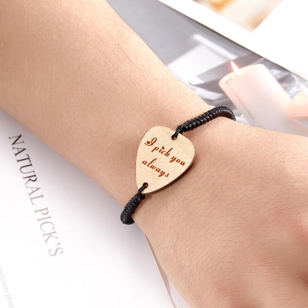 Custom Engraved Bracelet Guitar Pick Wooden Creative Gifts