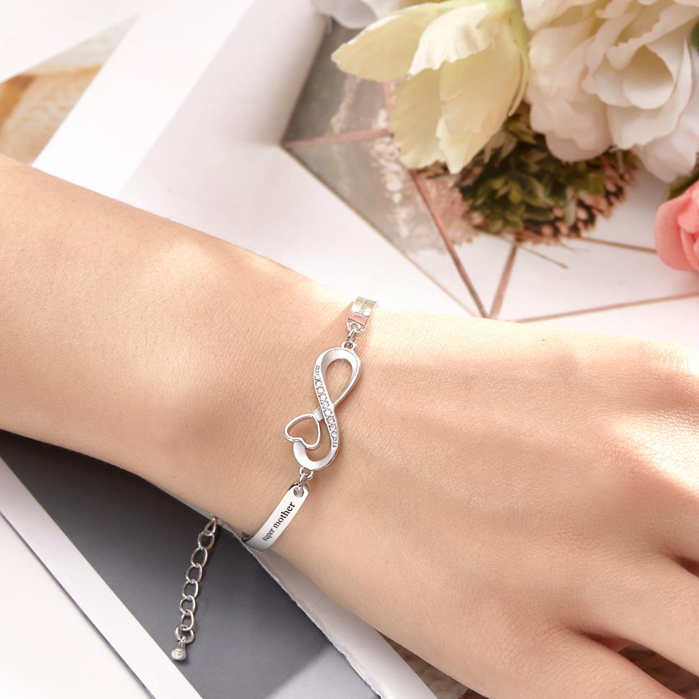 Custom Engraved Bracelet Infinity Symbol Rhinestone Fun Gifts