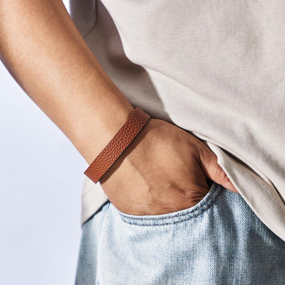 Personalized Engraved Bracelets for Men Unique Gifts for Husband Customized Genuine Leather Bracelet Secret Message Gifts