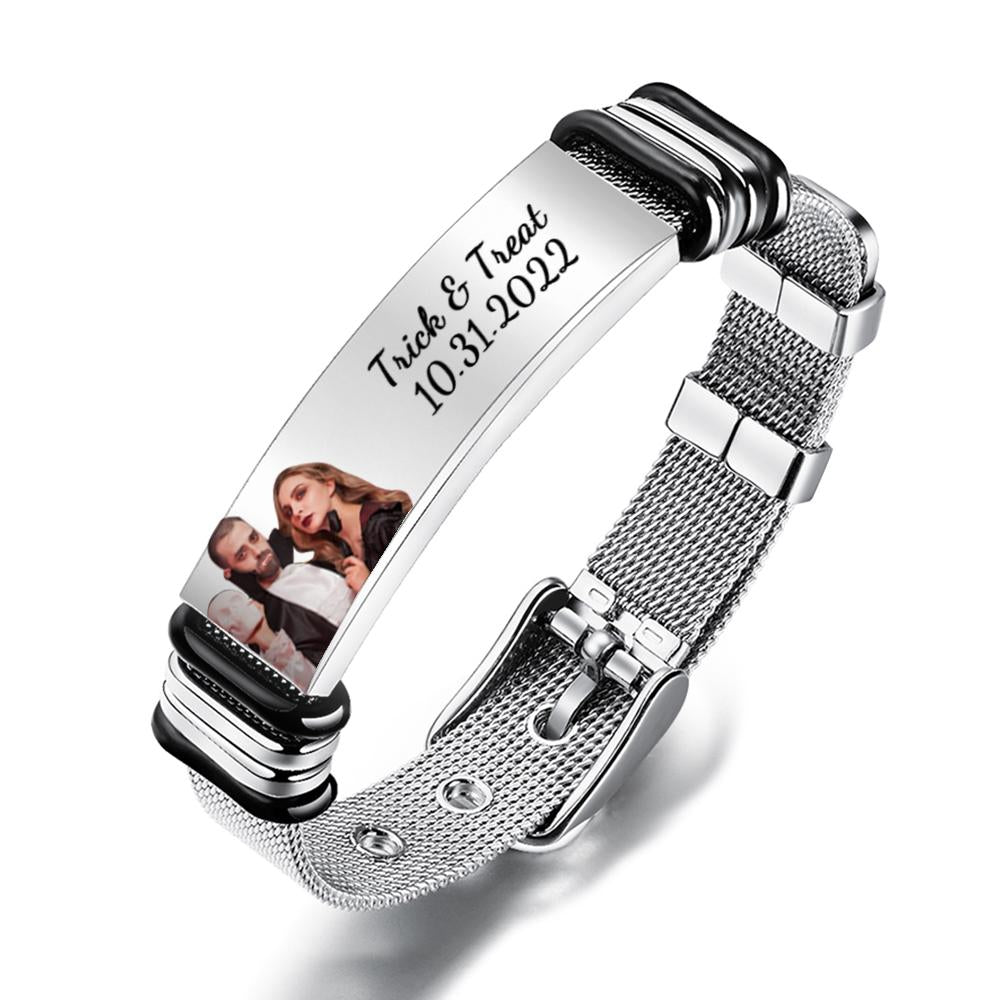 Custom Men's Stainless Steel Bracelet Christmas Gift For Personalizing Your Special Date Christmas Gift
