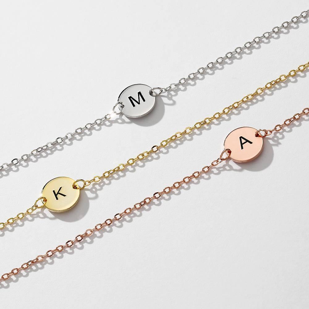 Initial Engraved Bracelet Rose Gold Plated