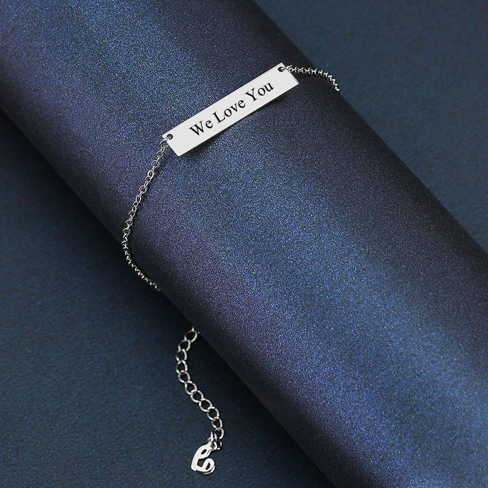 Children's Engraved Bar Bracelet Platinum Plated - Length Adjustable