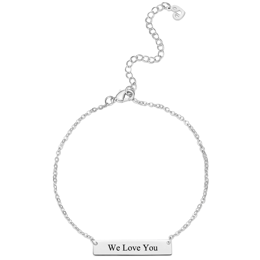 Children's Engraved Bar Bracelet Platinum Plated - Length Adjustable
