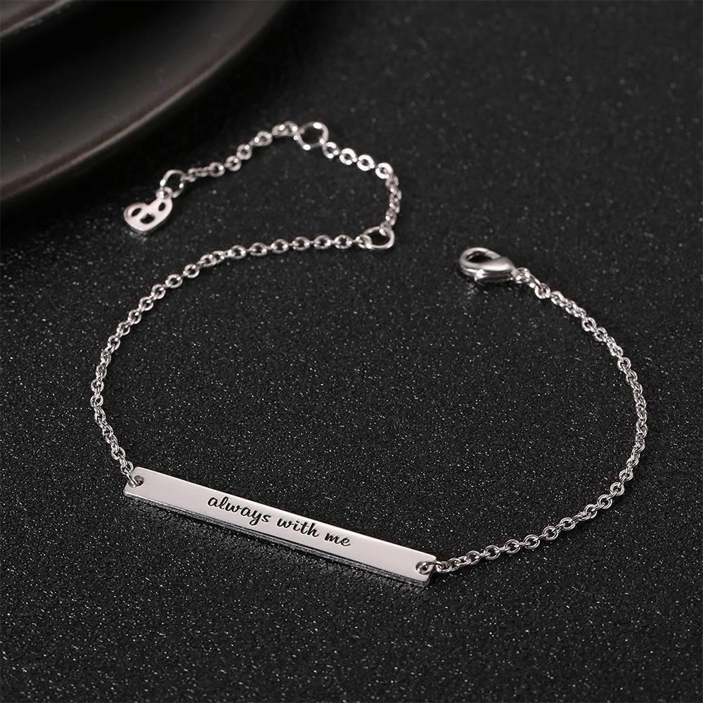Custom Engraved Bar Bracelet, Bridesmaid Gift Platinum Plated - Silver