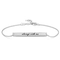 Custom Engraved Bar Bracelet, Bridesmaid Gift Platinum Plated - Silver