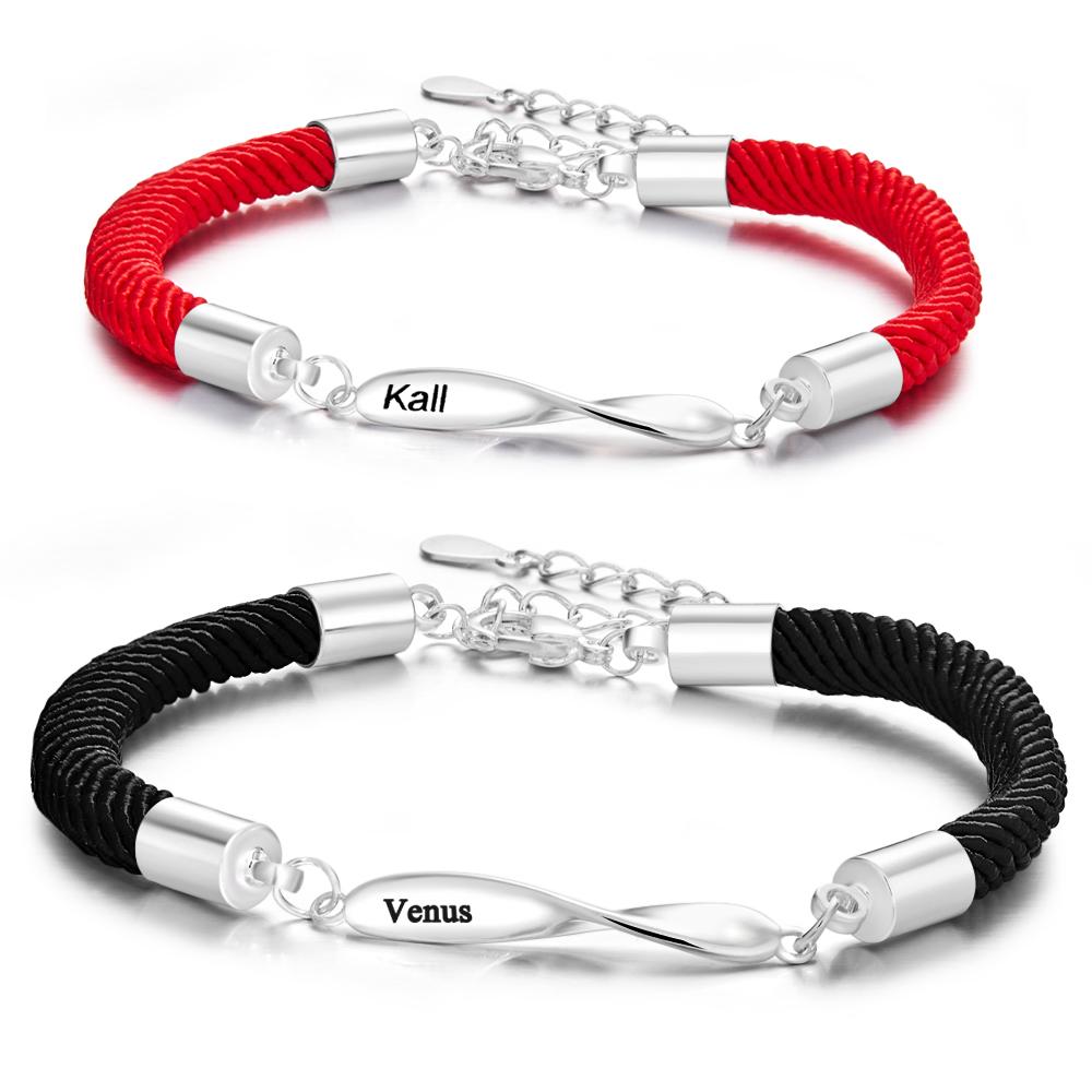 Personalized Engraved Rope Bracelet Set Exquisite Bracelet For Couples