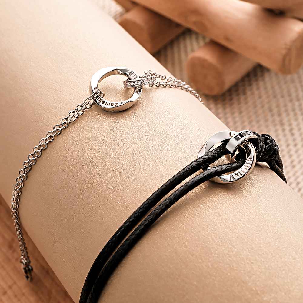Elegant Couple Bracelet Custom Engraved Braided Bracelet Valentine's Day Gifts