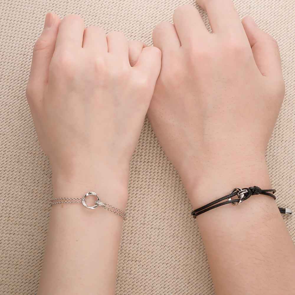 Elegant Couple Bracelet Custom Engraved Braided Bracelet Valentine's Day Gifts