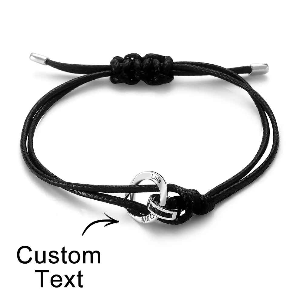 Elegant Couple Bracelet Custom Engraved Braided Bracelet Valentine's Day Gifts