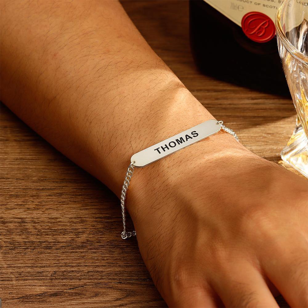 Custom Men's Bracelet Engraved Bent card Bracelet Gift for Dad - Gold Plated