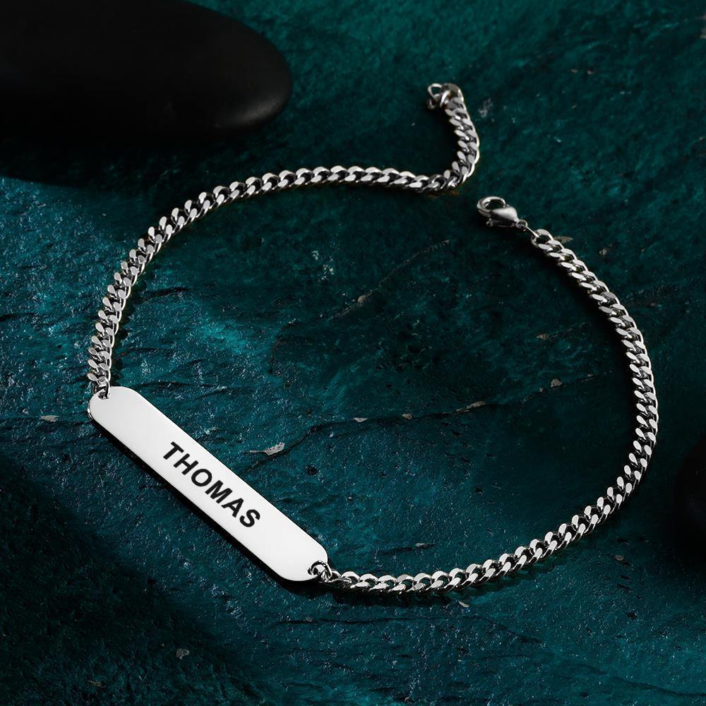 Custom Men's Bracelet Engraved Bent card Bracelet Gift for Dad - Gold Plated