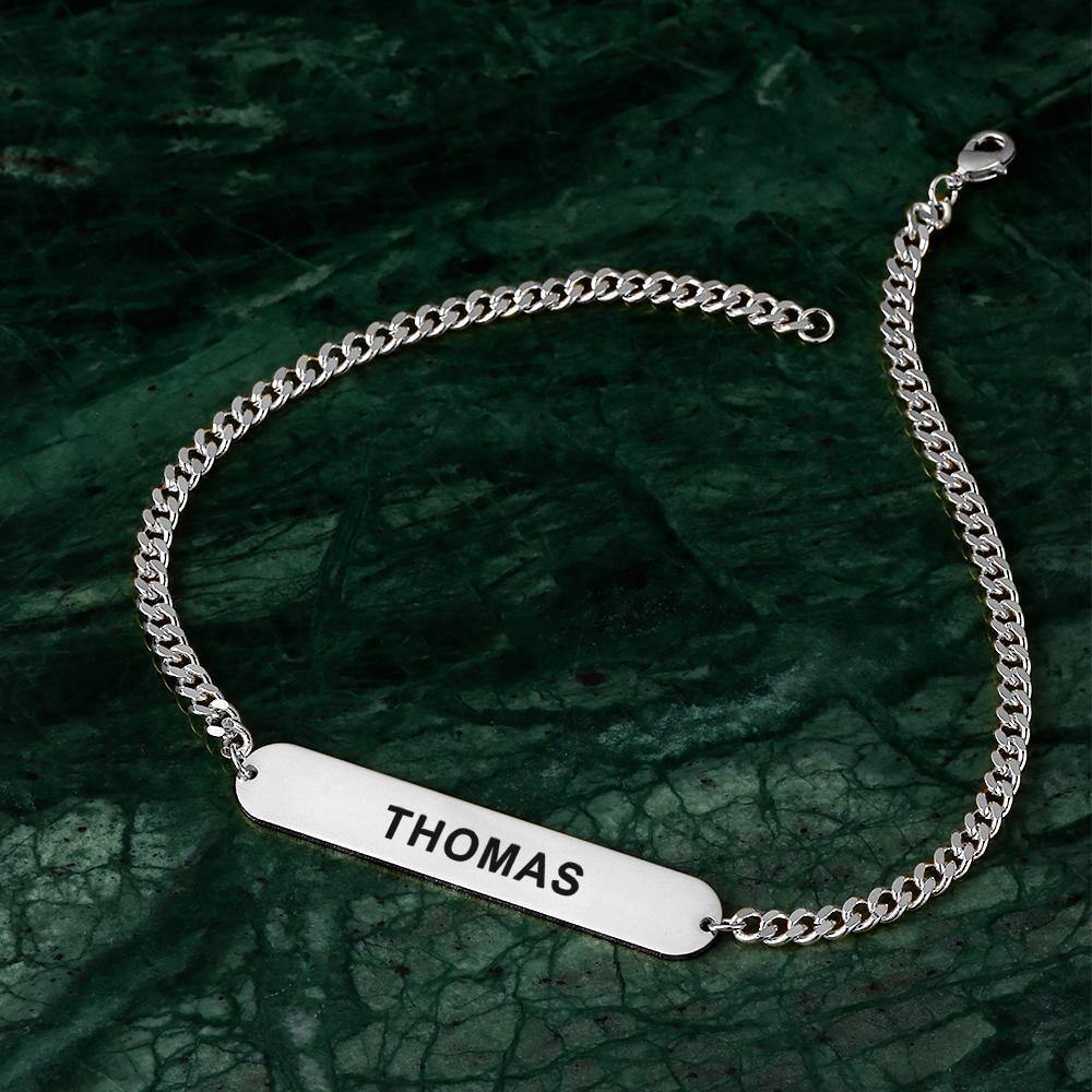 Custom Men's Bracelet Engraved Bent card Bracelet Gift for Dad - Gold Plated