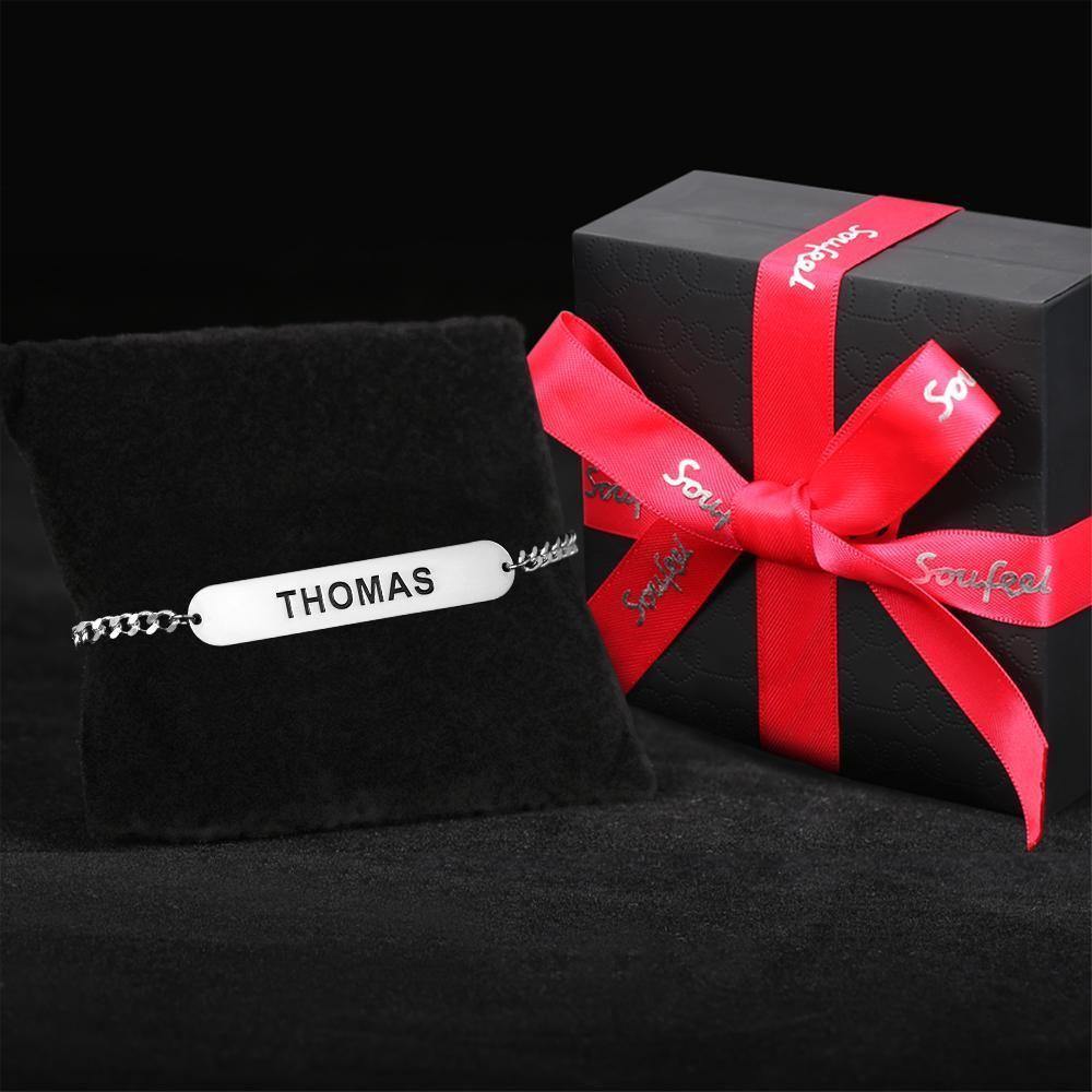 Custom Men's Bracelet Engraved Bentcard Bracelet Memotial Gift