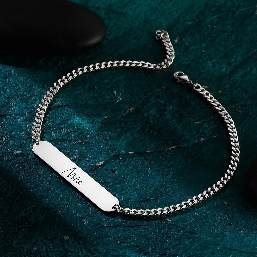 Men's Bracelet Custom  Chain Bracelet with Individual Name Engraving Gift Partner Bracelet