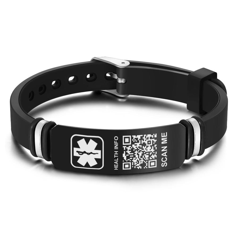 Custom Medical Bracelets with QR Code Custom Emergency Medical Information Men's Gifts