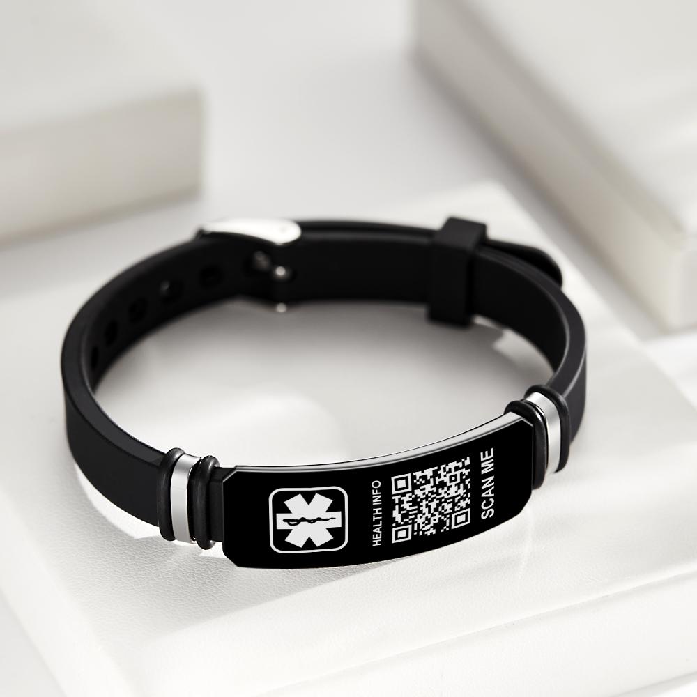 Custom Medical Bracelets with QR Code Custom Emergency Medical Information Men's Gifts
