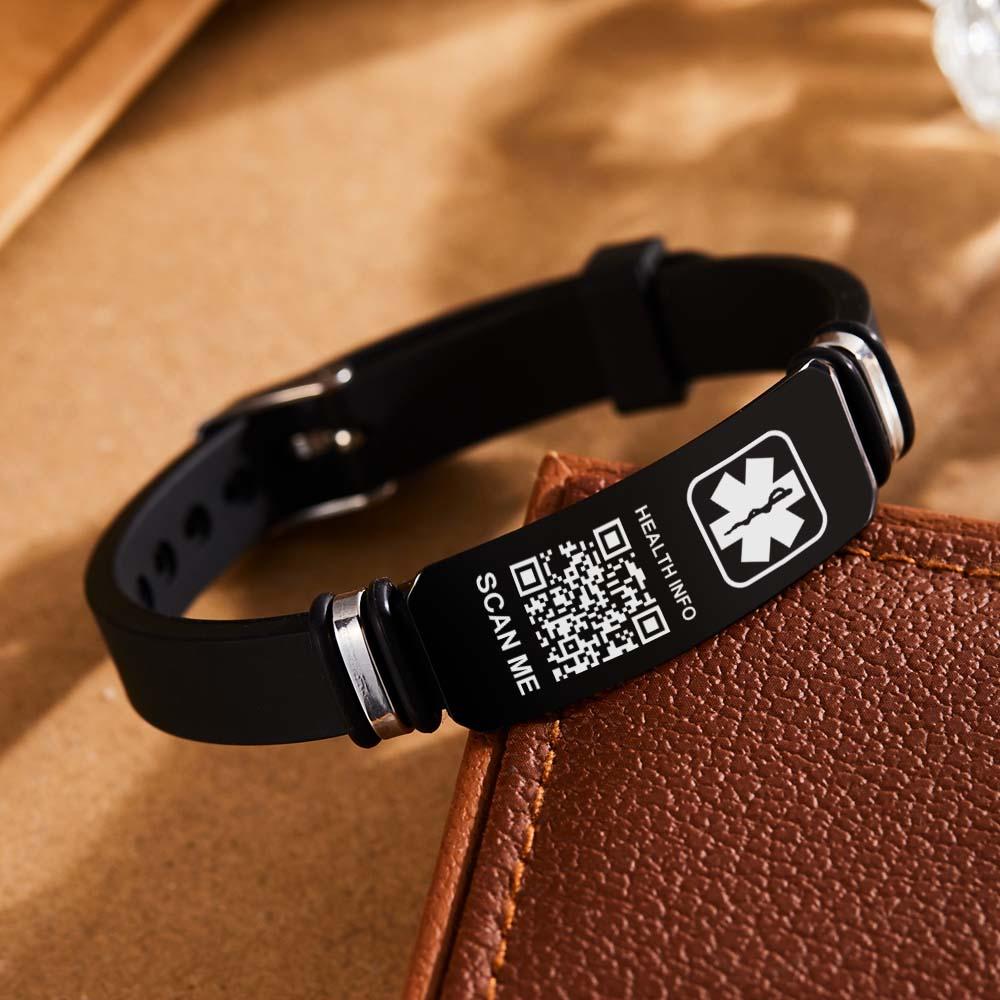 Custom Medical Bracelets with QR Code Custom Emergency Medical Information Men's Gifts