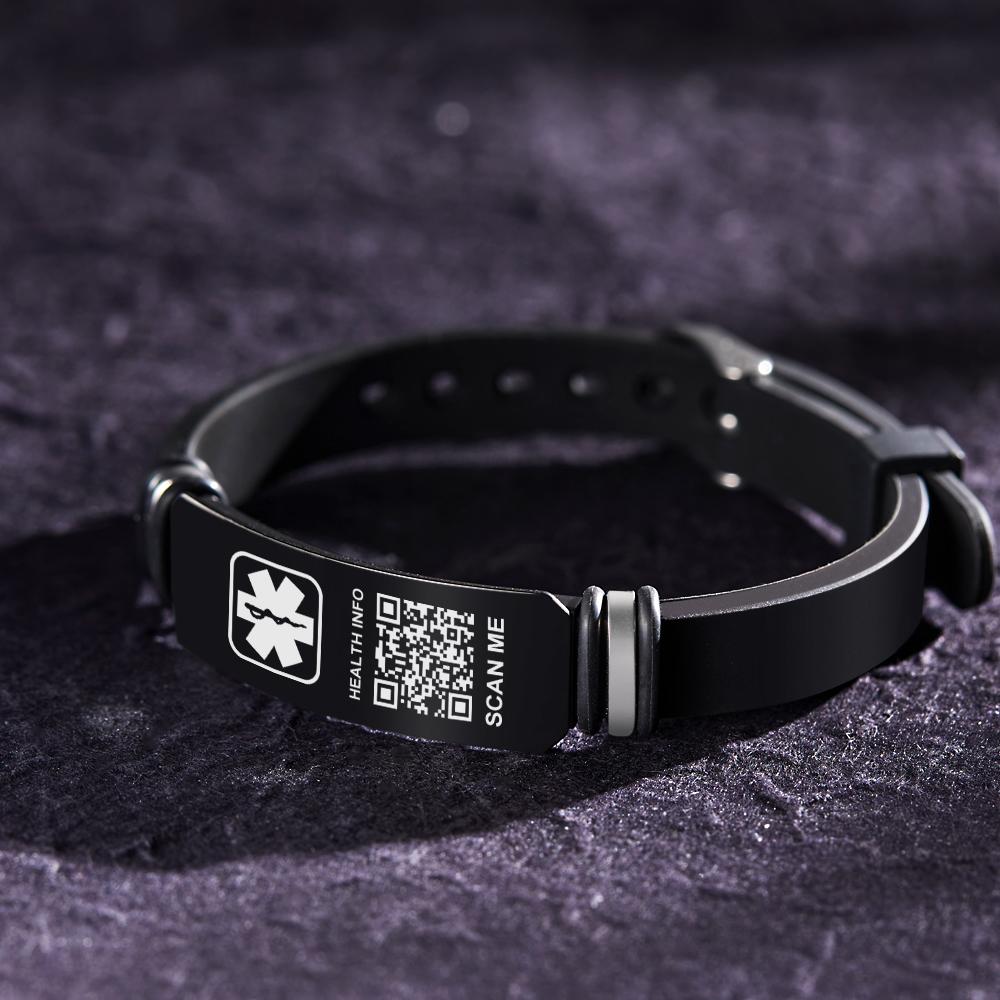 Custom Medical Bracelets with QR Code Custom Emergency Medical Information Men's Gifts