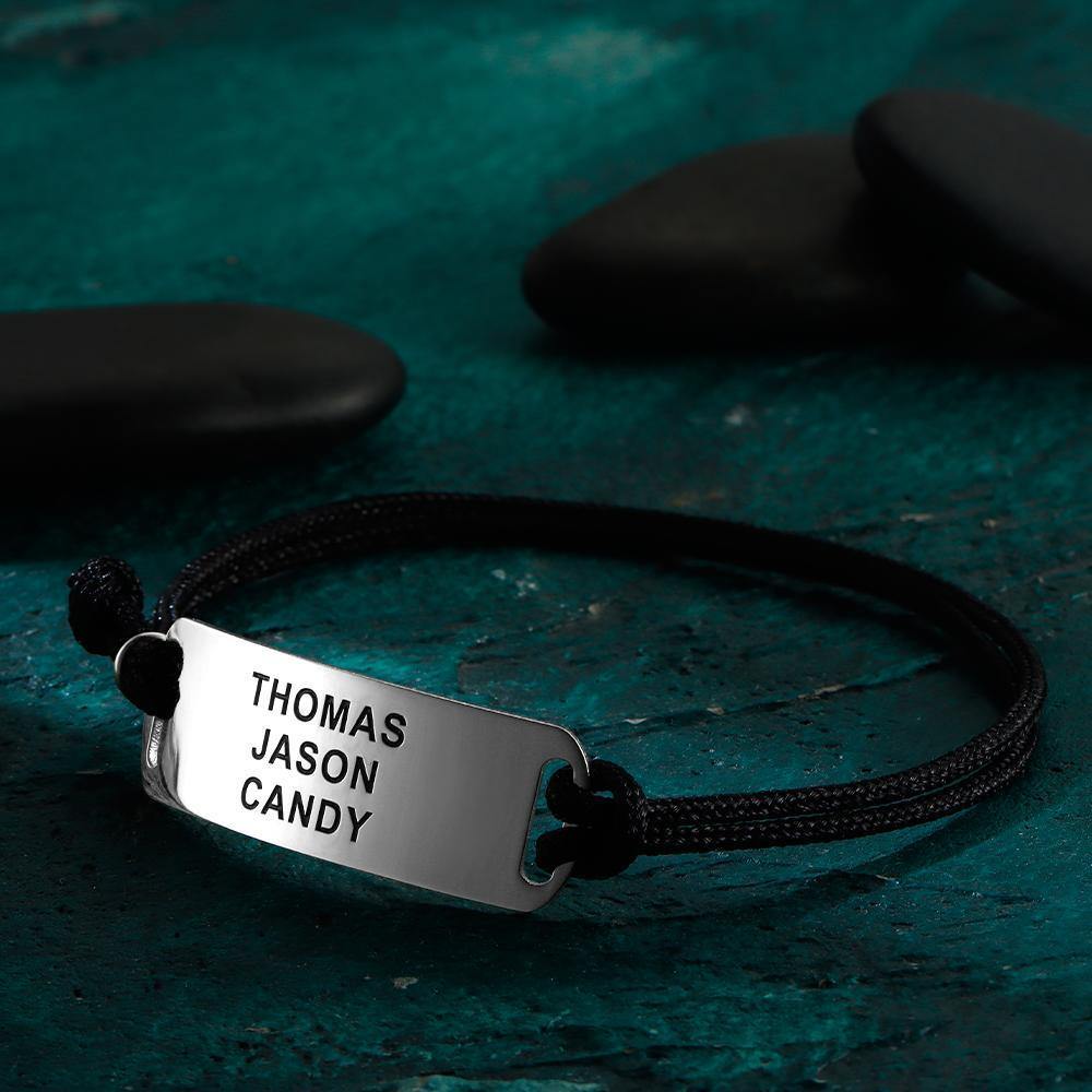 Leather Bracelet Custom Bracelet Engraved Bentcard Bracelet Men's Gift for Best Friend